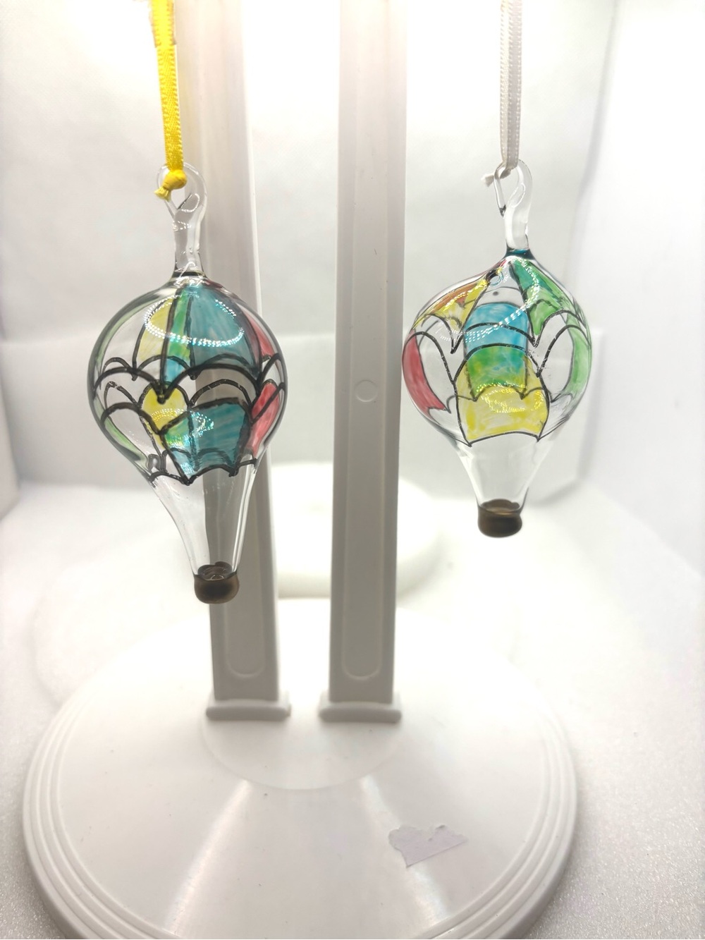Lot Of 2 Balloon Hand Blow Stain Glass Hanging Ornaments